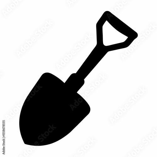 Shovel icon vector, Garden shovel silhouette vector
