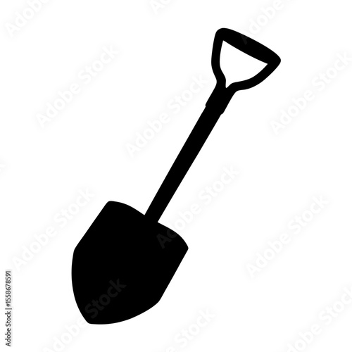 Shovel icon vector, Garden shovel silhouette vector