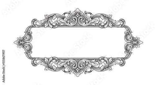 Ornate baroque border vector illustration for elegant design and decoration