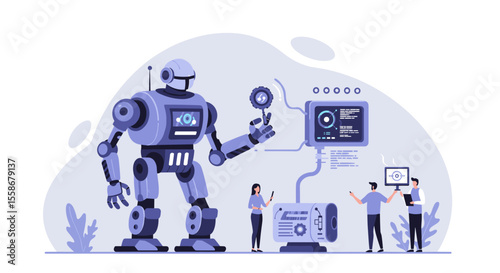 Futuristic robotics technology vector illustration for innovation design in flat style