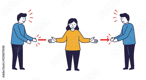 Vector illustration of conflict resolution concept in flat design for posters