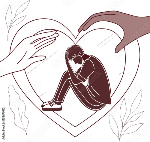 Hands offering comfort and support to a person isolated on transparent background