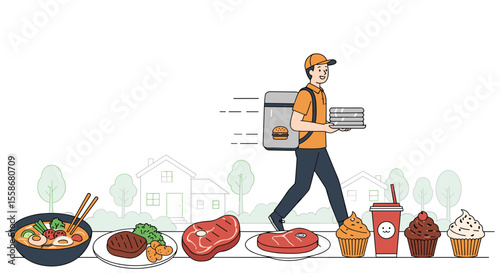 Fast food delivery vector illustration: flat style design for restaurant marketing
