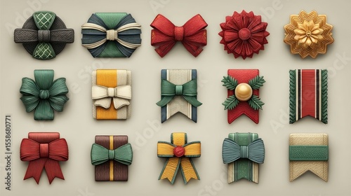 Ribbon icon set for celebration design