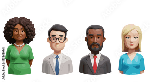 Diverse professional team 3d vector illustration: characters for business design