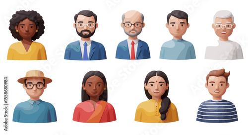 Diverse characters vector illustration for web and app design in modern 3d style