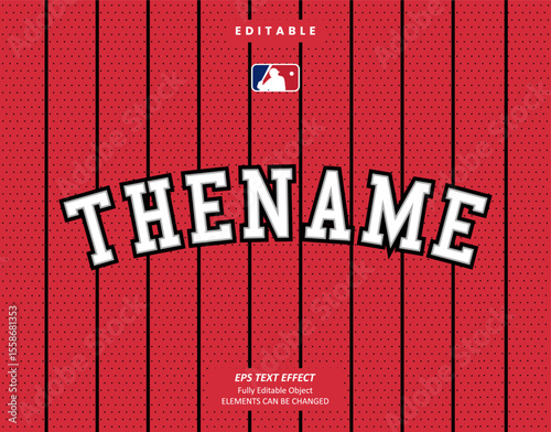 Editable Text Effect Vector of Red Jersey back college white name team sport printable embroidery Design for club, garment, printing, merchandise, basketball, baseball, football