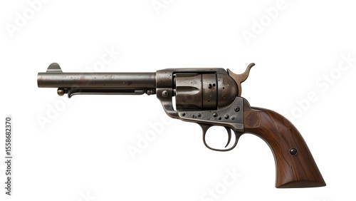 Antique colt single action army revolver firearm handgun pistol western gun collectible vintage isolated 100 on transparent background