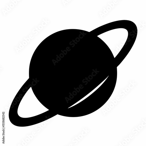 Planet Saturn with planetary ring flat icon vector