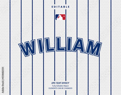 Editable Text Effect Vector of White Jersey back college blue name team sport printable embroidery Design for club, garment, printing, merchandise, basketball, baseball, football