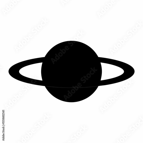 Planet Saturn with planetary ring flat icon vector