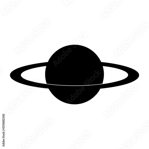 Planet Saturn with planetary ring flat icon vector