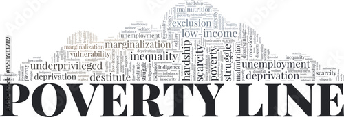 Poverty Line word cloud conceptual design isolated on white background.