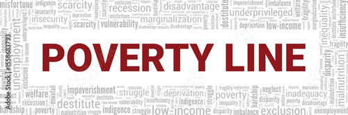 Poverty Line word cloud conceptual design isolated on white background.