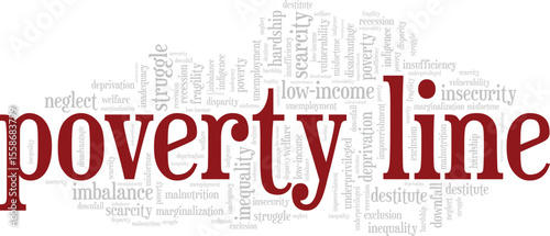 Poverty Line word cloud conceptual design isolated on white background.