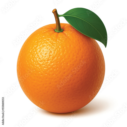 orange with leaf  colorful vector icon with white background