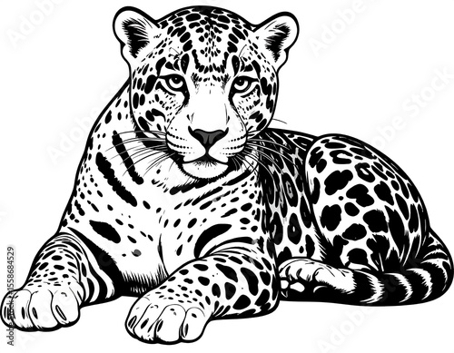 Black and white jaguar illustration