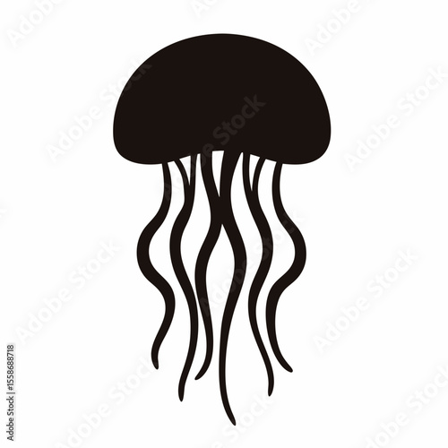 jellyfish silhouette vector, black jellyfish icon