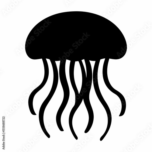 jellyfish silhouette vector, black jellyfish icon