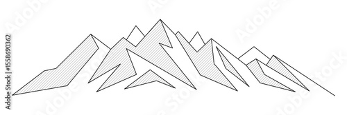 Mountain line art vector drawing, imitation of mountain ranges, abstract stylization, minimalism