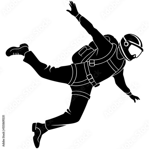 Silhouette of Skydiver in Freefall