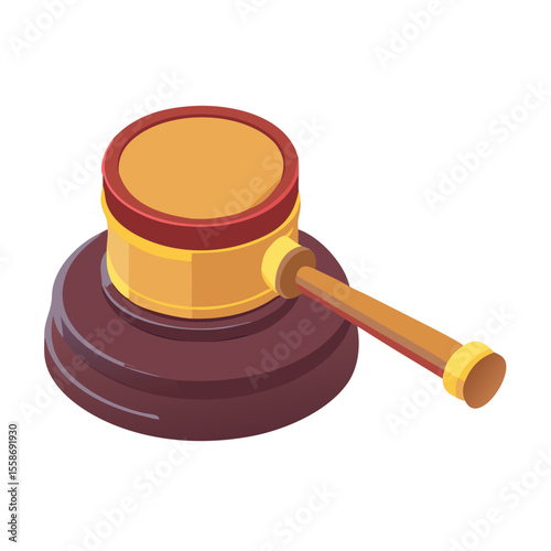 wooden gavel on white