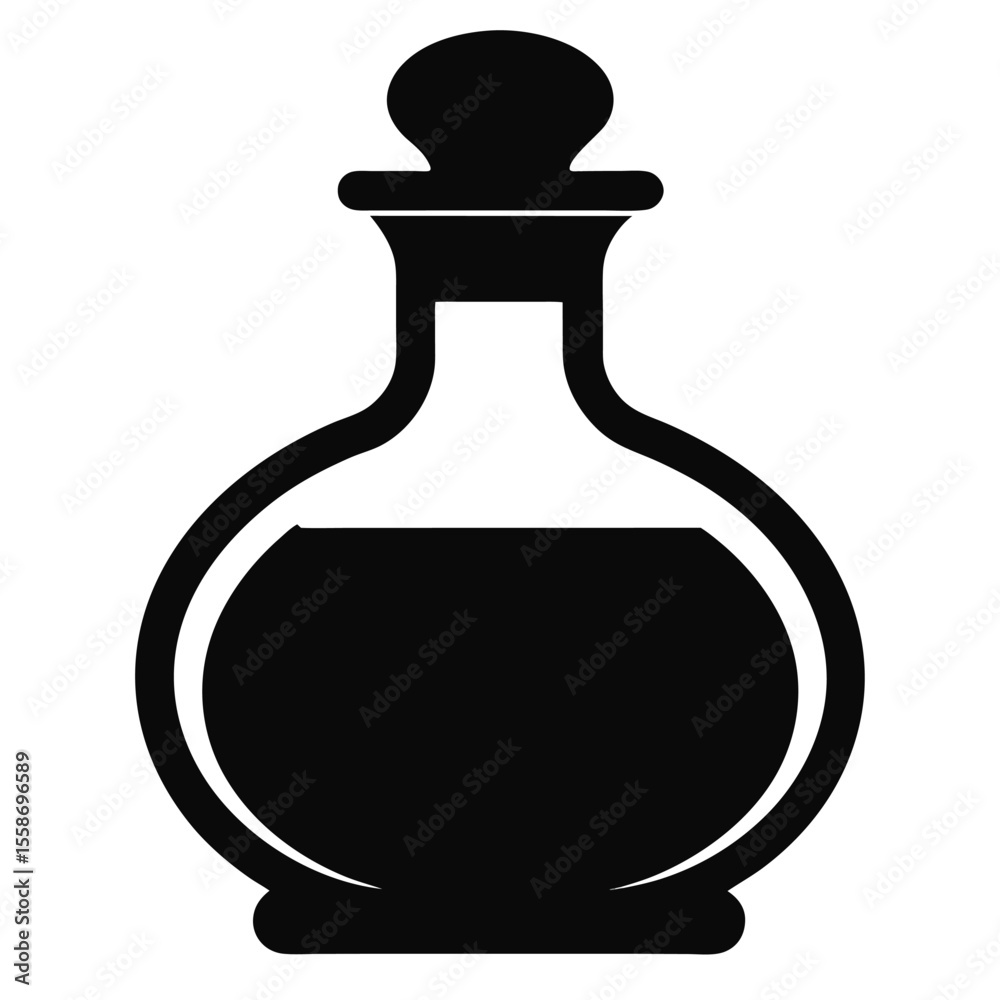 Fototapeta premium A potion bottle or apothecary jar design black vector icon on white background.