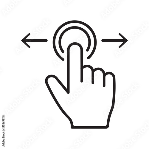 Swipe left right icon , swipe and scrolling hand gestures on a screen , Hand with finger swiping or swipe left and right gesture line art vector icon ,