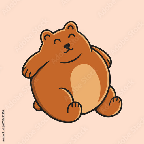 Round Brown Bear Character Looking Cute and Friendly