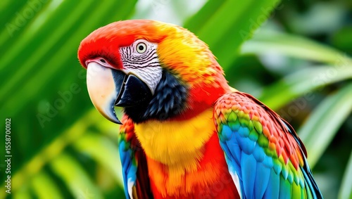 Tropical Bird Brilliance: Scarlet Macaw's Striking Colors