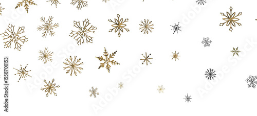 Whirling Snowflakes: Enthralling 3D Illustration of Falling Festive Snow Crystals