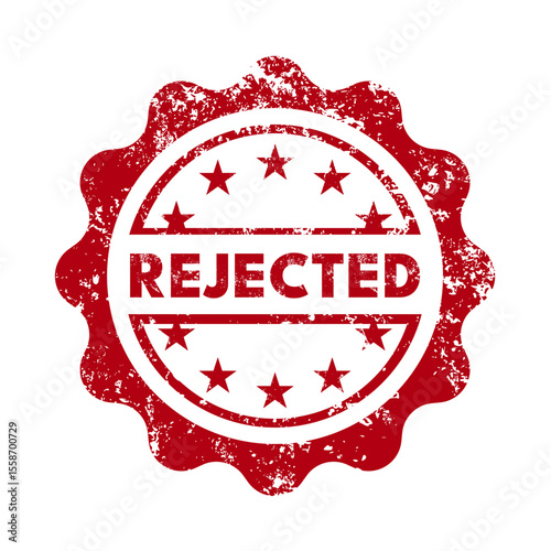rejected – red round rubber stamp with grunge effect – vector illustration
