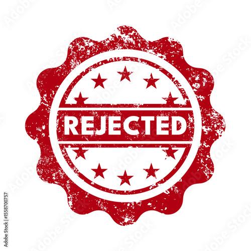 rejected – red round rubber stamp with grunge effect – vector illustration