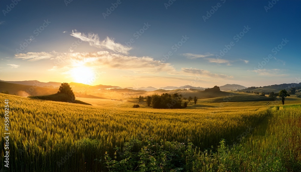 Obraz premium rural panoramic landscape at sunrise