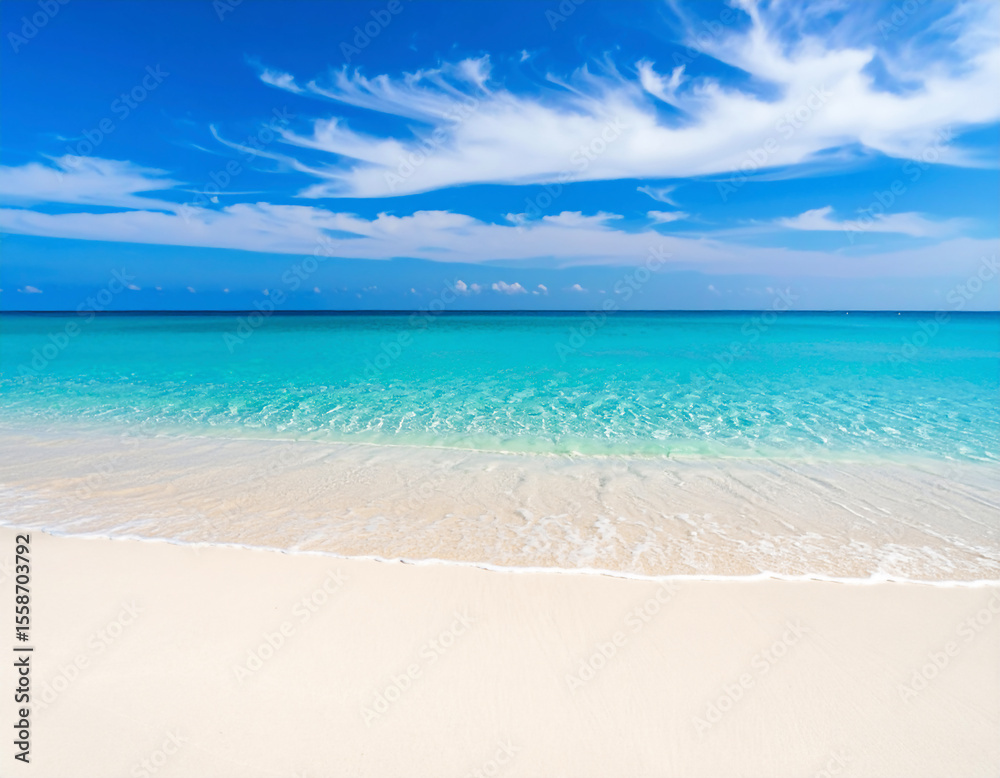 Obraz premium Clear Ocean and White Sandy Beach – Summer Resort Background