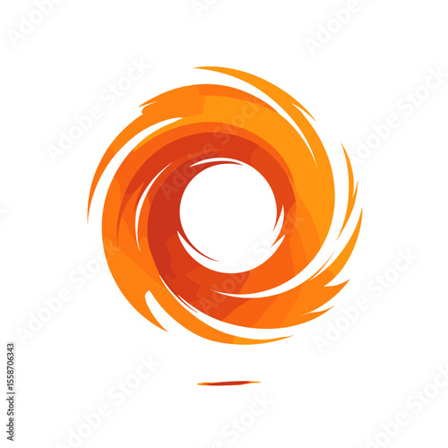 Circular swirl symbolizing controlled flame energy.


