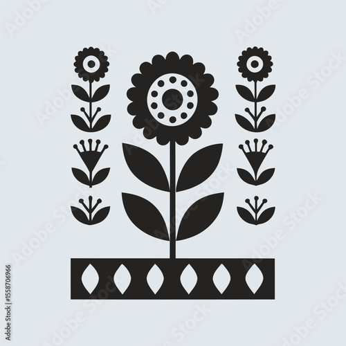 set of floral elements