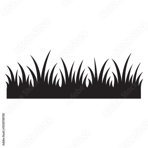 Silhouette of Grass Field with Rolling Hills Vector Background