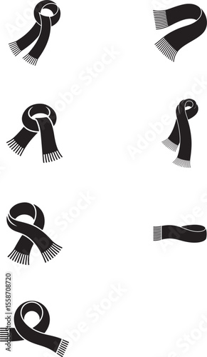 Minimal Collection of black scarf silhouette with Decorative Fringe