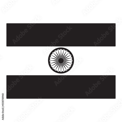 Silhouette of Indian Flag with Waving Vector Design Elements

