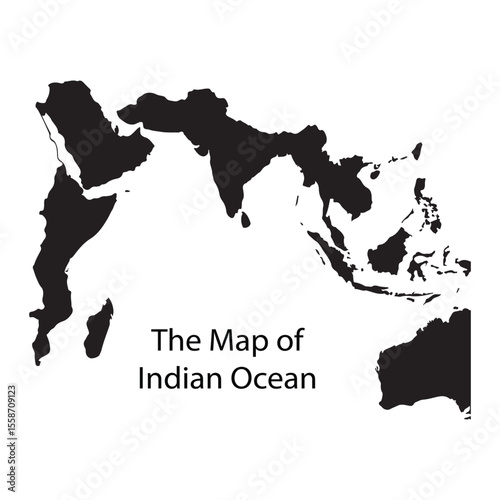 Indian Ocean Map with Nautical Silhouettes and Trade Routes