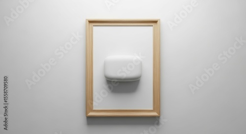 Rectangular Object Framed on White Wall Minimalist Style