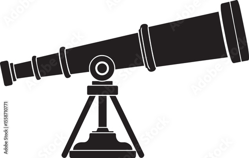 Telescopic Instrument Silhouette Design | Astronomy Tool Illustration Vector Format