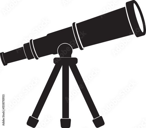Telescopic Instrument Silhouette Design | Astronomy Tool Illustration Vector Format