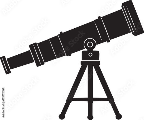 Telescopic Instrument Silhouette Design | Astronomy Tool Illustration Vector Format