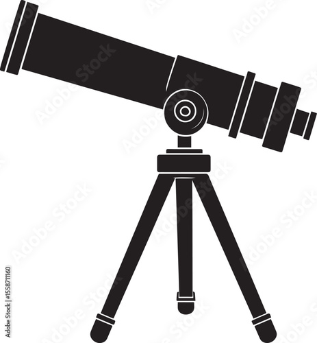 Telescopic Instrument Silhouette Design | Astronomy Tool Illustration Vector Format