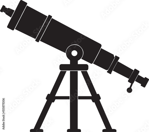 Telescopic Instrument Silhouette Design | Astronomy Tool Illustration Vector Format