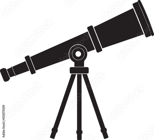 Telescopic Instrument Silhouette Design | Astronomy Tool Illustration Vector Format
