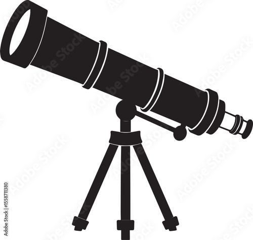 Telescopic Instrument Silhouette Design | Astronomy Tool Illustration Vector Format