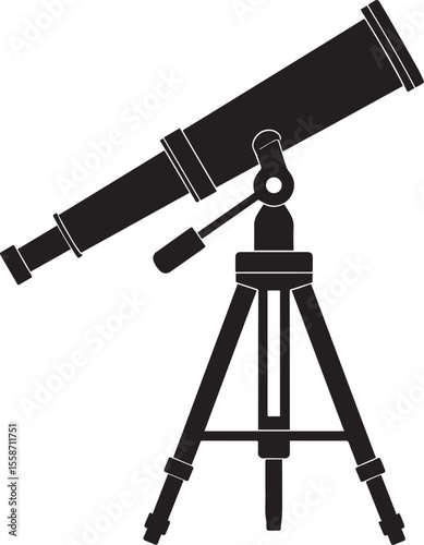 Telescopic Instrument Silhouette Design | Astronomy Tool Illustration Vector Format